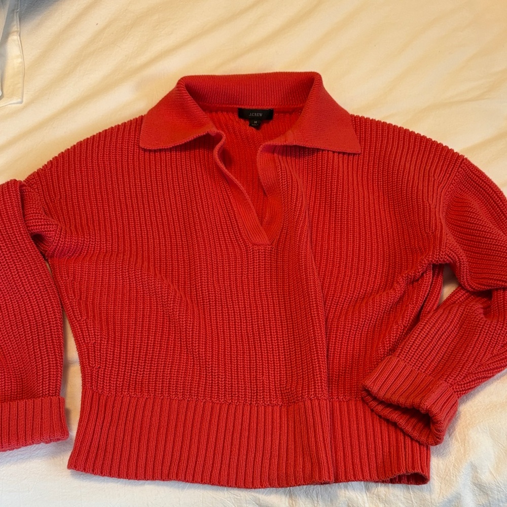 J. Crew V-Neck Sweater in Bold Red